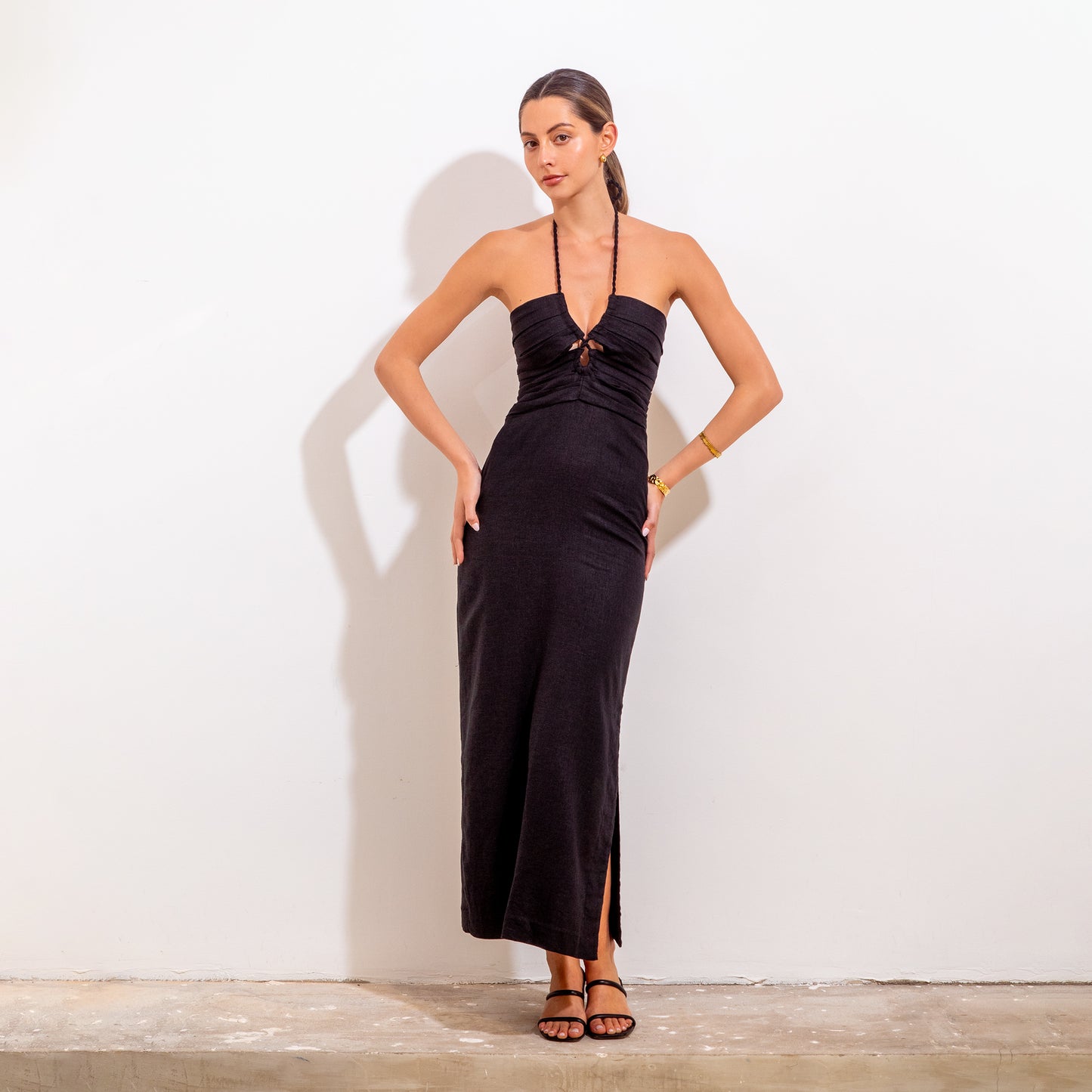 Diana Dress Black Linen