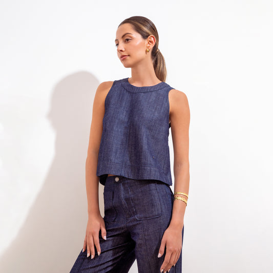 Blusa Sofia Eugenia Indigo