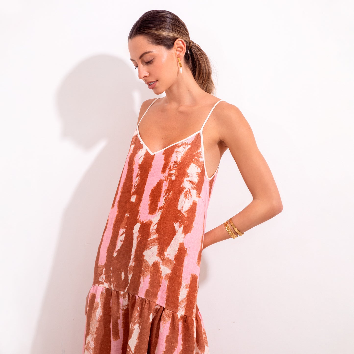 Renata Dress Rose Batik Linen