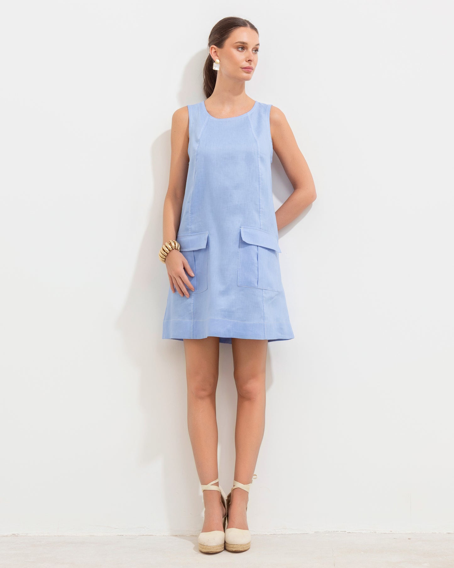 Marga Dress Blue Aura Linen