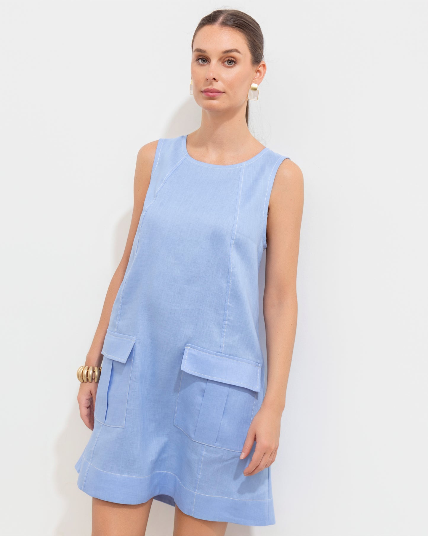 Marga Dress Blue Aura Linen